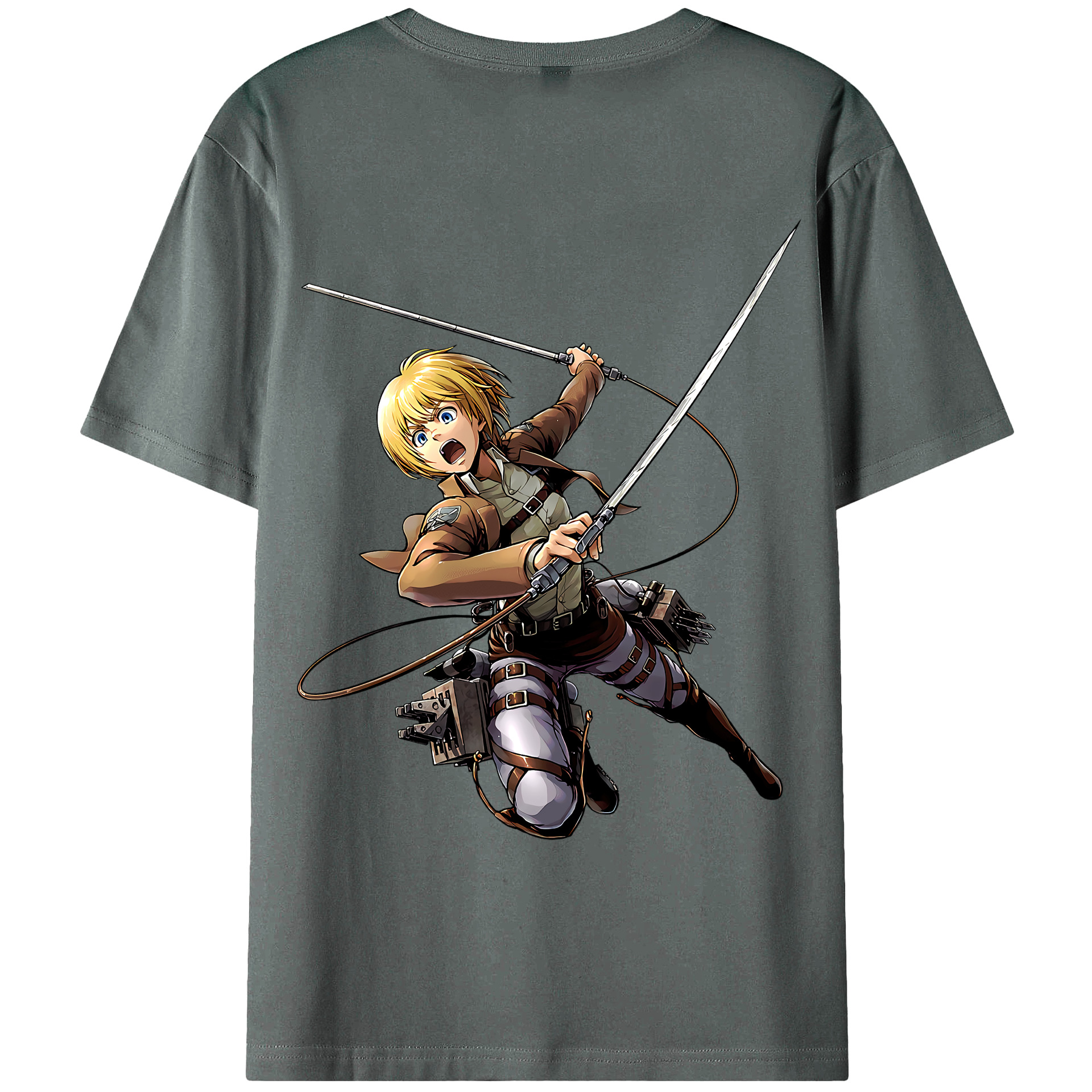 （画像用） 進撃の巨人 アルミン·アルレルト Attack on Titan Armin Arlert 綿100％ メンズ半袖Tシャツ（バックプリント） 通気性
